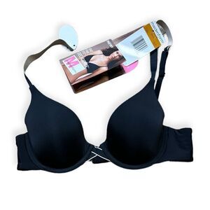 MaidenForm Women's Black One Fab Fit Decadence Push-up T-shirt Bra Size 34A NWT